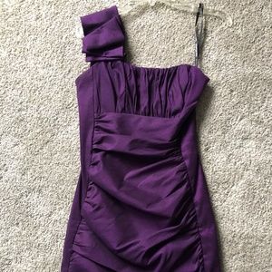 One Shoulder Purple Formal Mini Dress